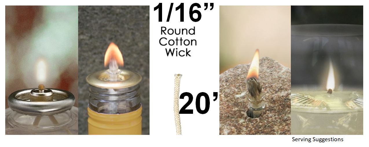 1/16 24’ Buy 2 Get 1 Round Fiberglass Wick Kerosene Torch Bottle Oil Candle USA
